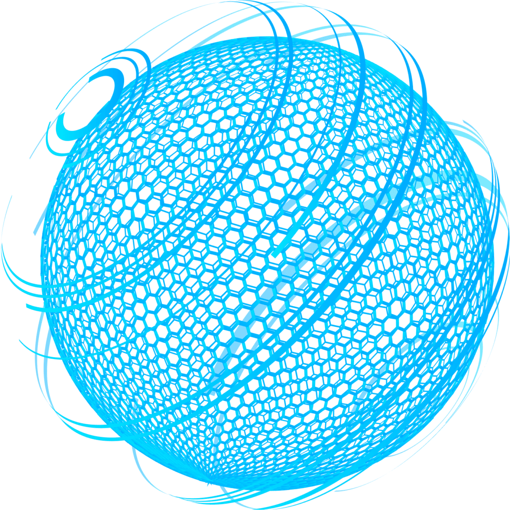 3D illustration of a sphere of blue wire | PNG