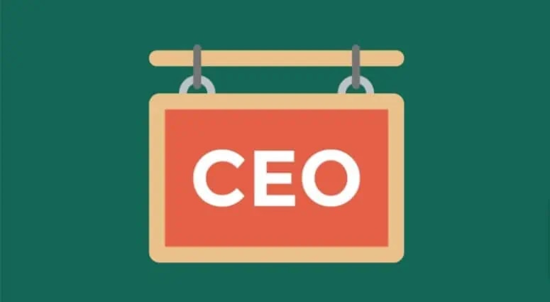 A signboard where the word CEO is written