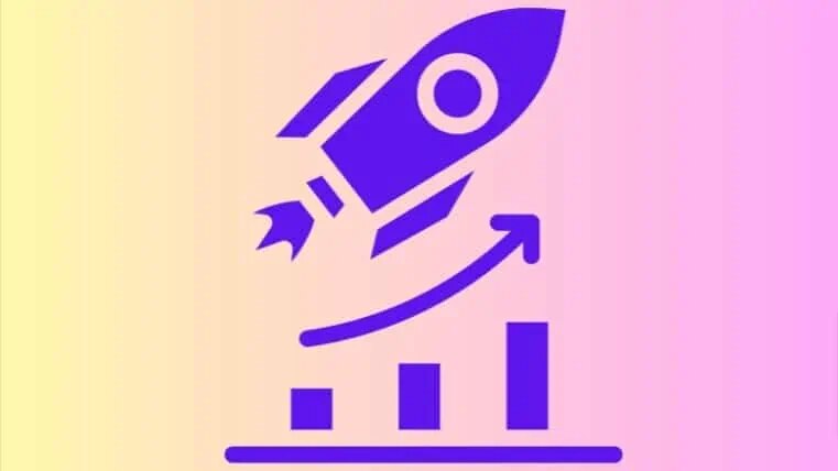 A rocket and bar graph referring retail success by fractional CEO